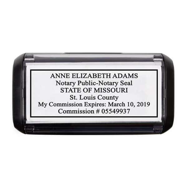 Missouri Notary Rectangle Overhead shot of index label