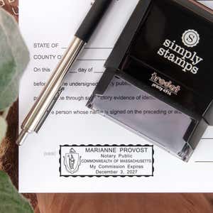Massachusetts Self-Inking Stamp Impression on Paper 