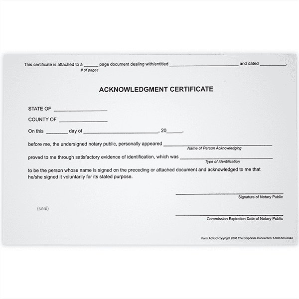 Acknowledgment Notary Certificates