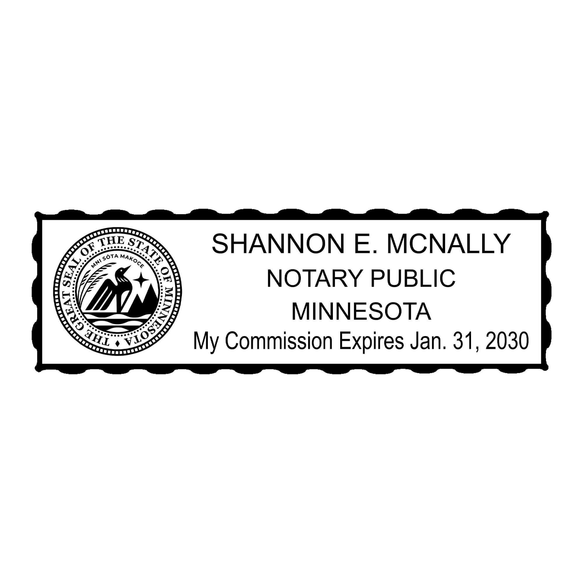 Minnesota Notary Pink Stamp - Rectangle Imprint Example