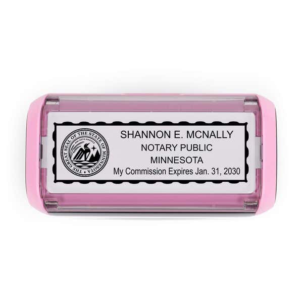 Minnesota Pink Rectangle Notary Stamp