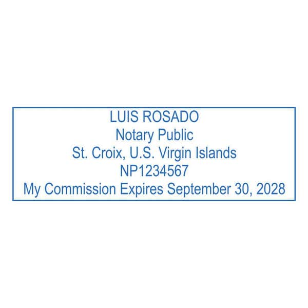 U.S. Virgin Islands Notary Pink Stamp - Rectangle Imprint Example