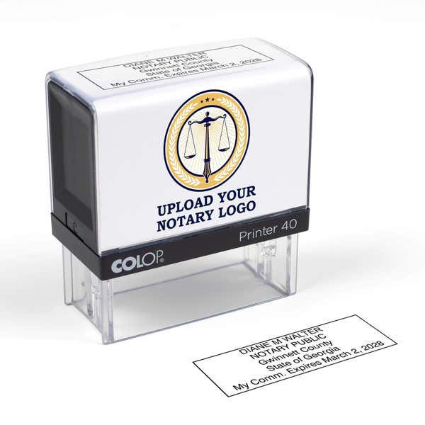 The Custom Georgia Notary Stamp and impression on paper