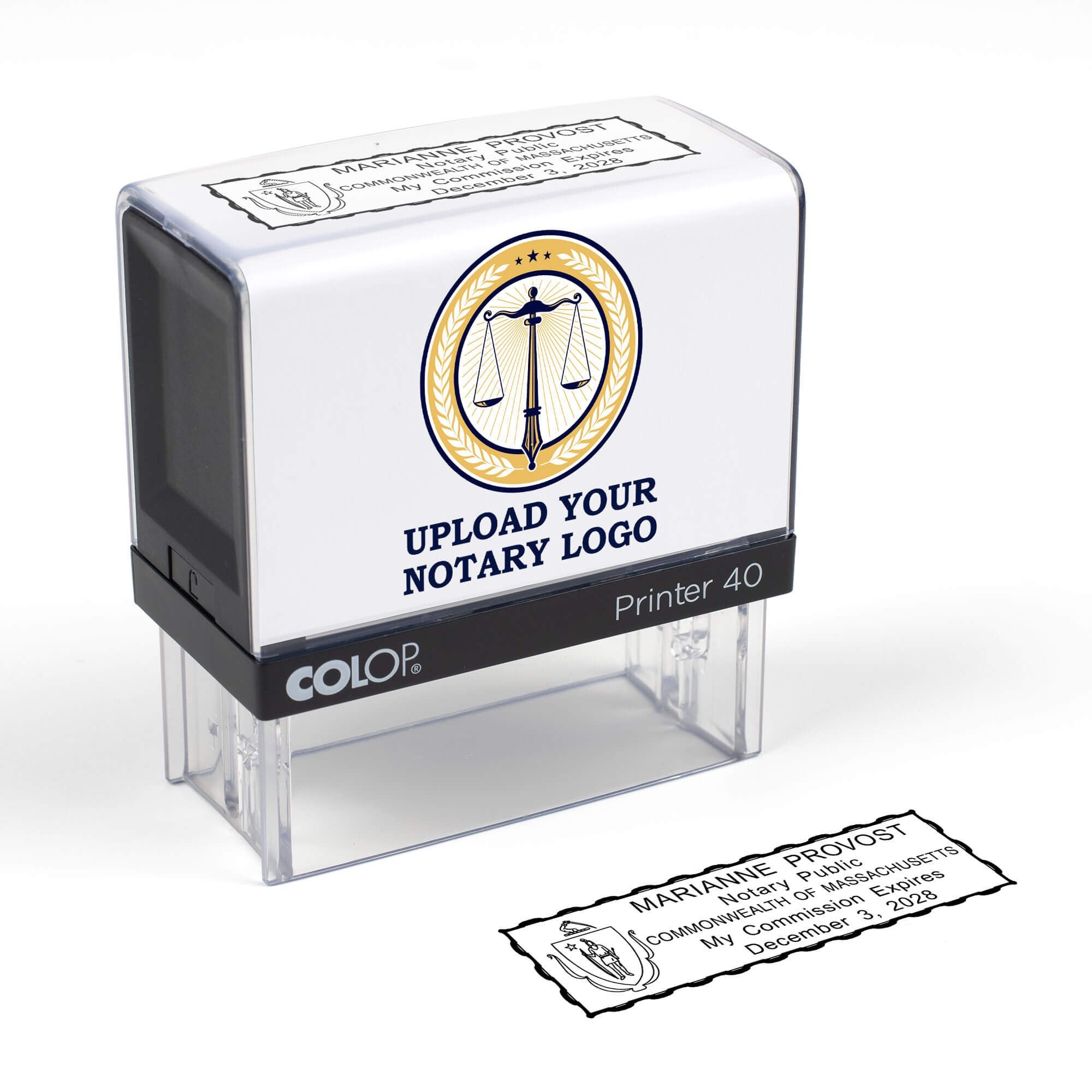 The Custom Massachusetts Notary Stamp on a piece of paper