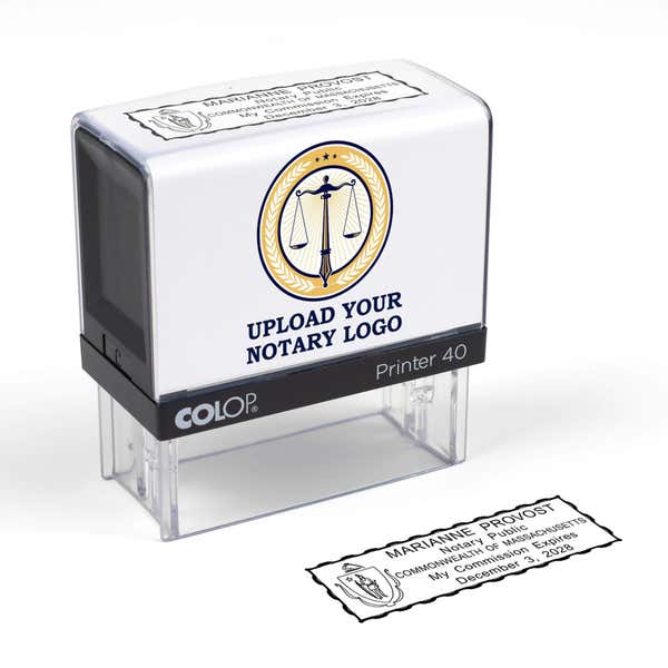 The Custom Massachusetts Notary Stamp on a piece of paper