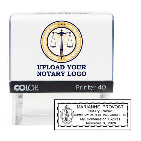 Massachusetts Notary Stamp with Custom Logo