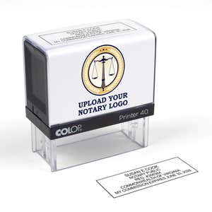 The Virginia Notary Stamp with Custom Logo with a stamp impression on paper