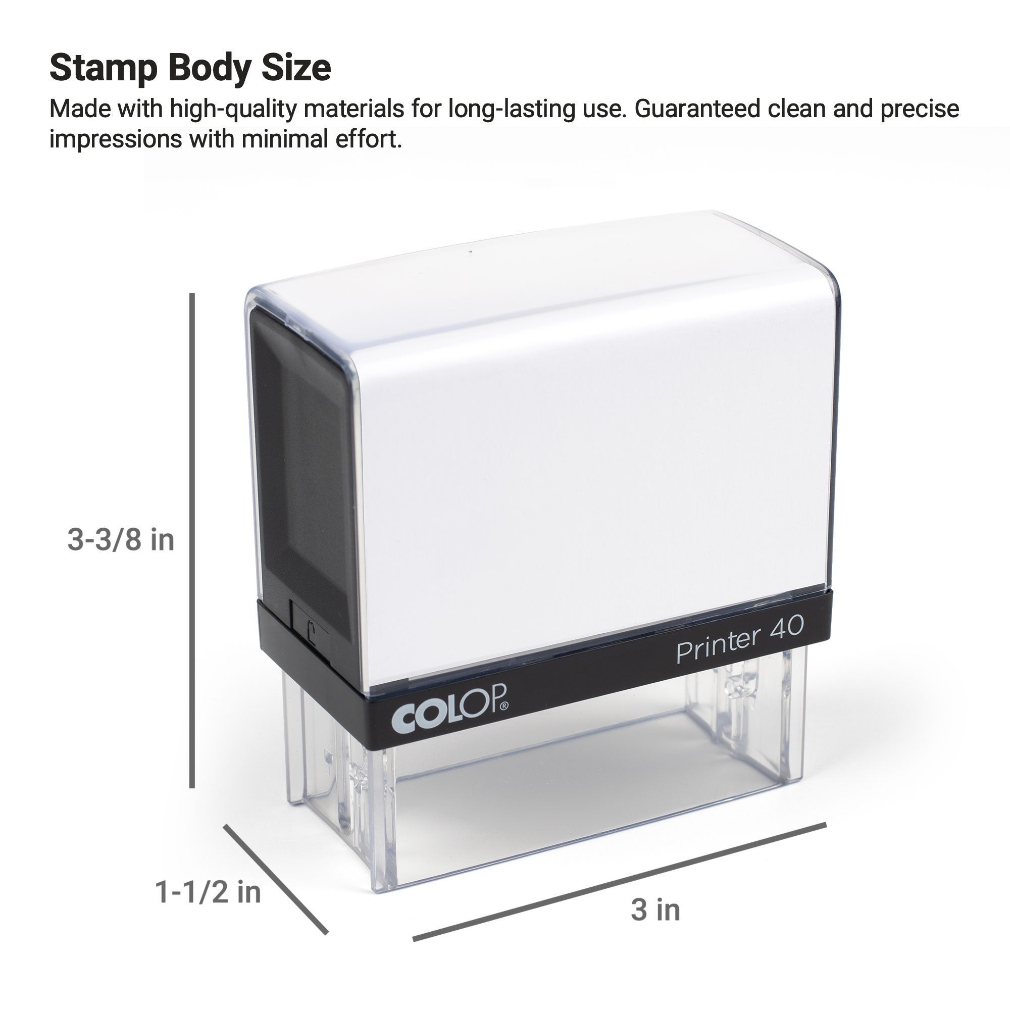 The dimensions of the self-inking stamp body by COLOP