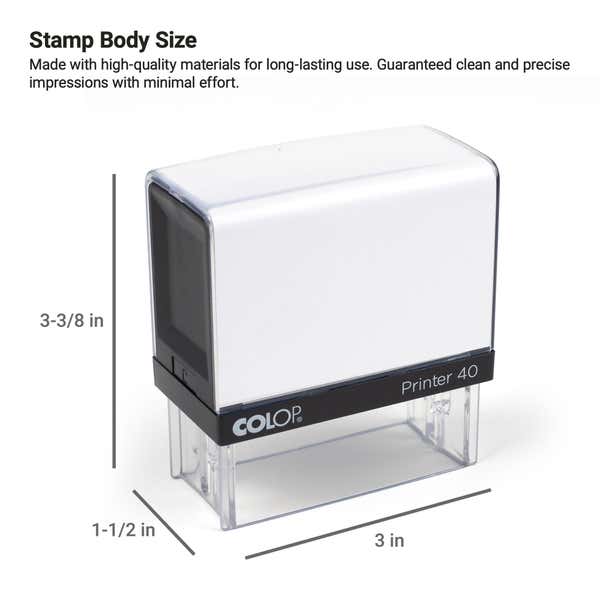 The dimensions of the COLOP self-inking stamp body