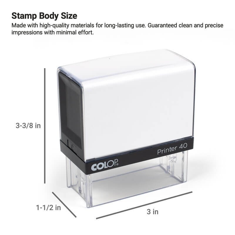 The stamp body size of the Colop Printer 40