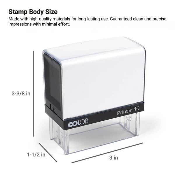 The stamp body size of the Colop Printer 40