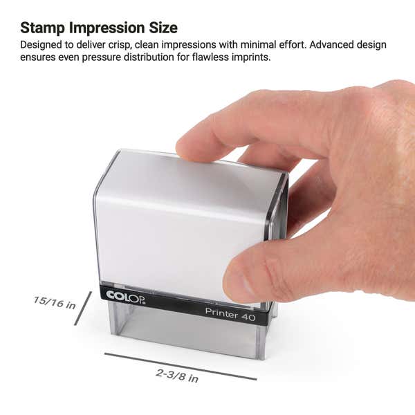 The dimensions of the self-inking stamp impression