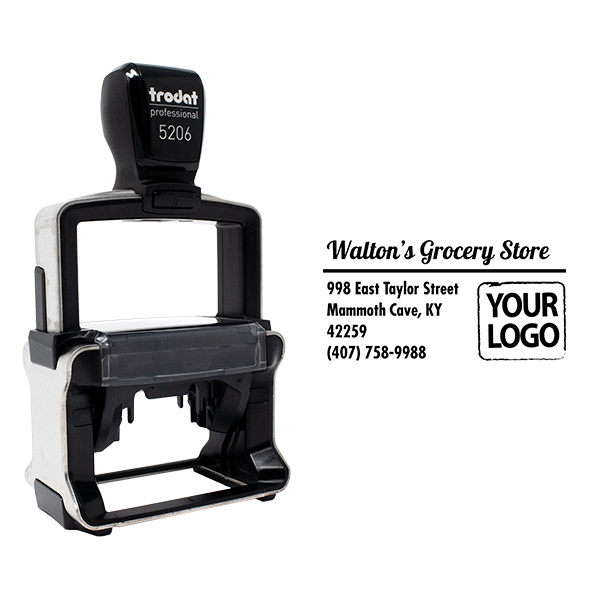 Bolded Script Address Stamp with Custom Logo with Body