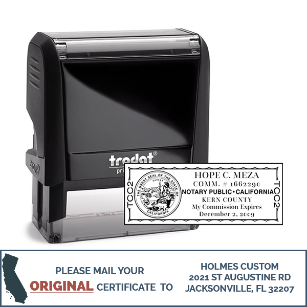 Rectangle Notary Example California Notary Rectangle Design Seal - All State Notary Supplies
