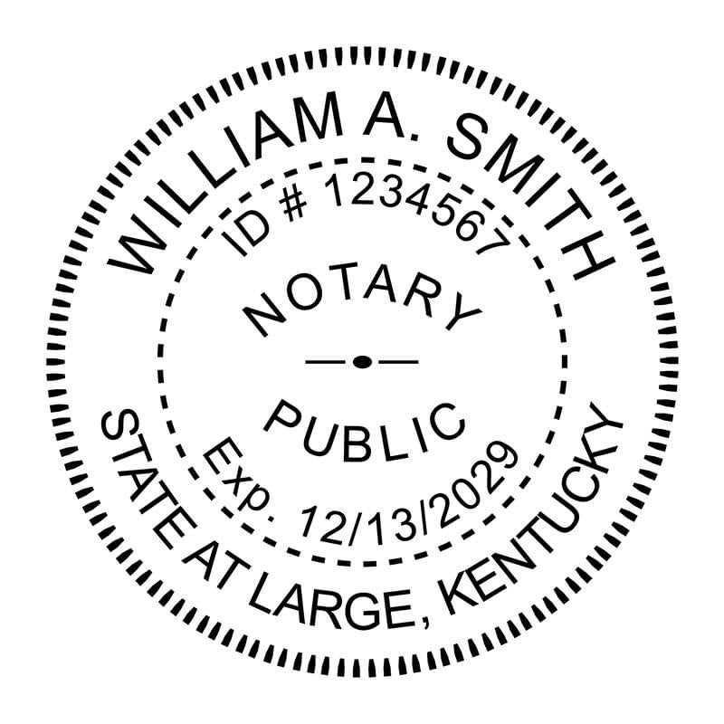 Kentucky With State at Large Round Notary Seal impression in black ink