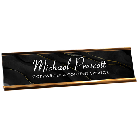 Black Marble Full Color Desk Name Plate