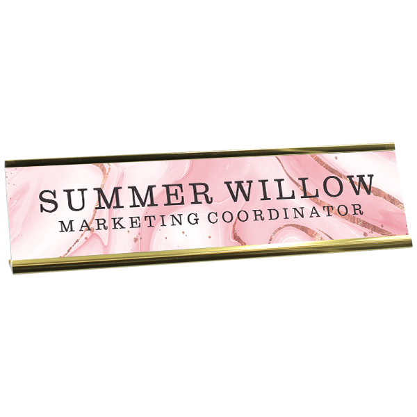 Pink Marble Full Color Desk Name Plate