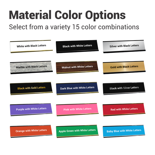 15 Desk Plaque Color Options
