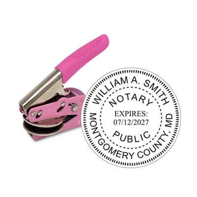 Maryland Notary Pink Seal Embosser - Round