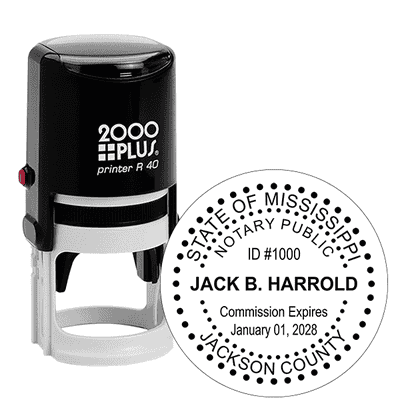 Mississippi Notary Dots Round Stamp