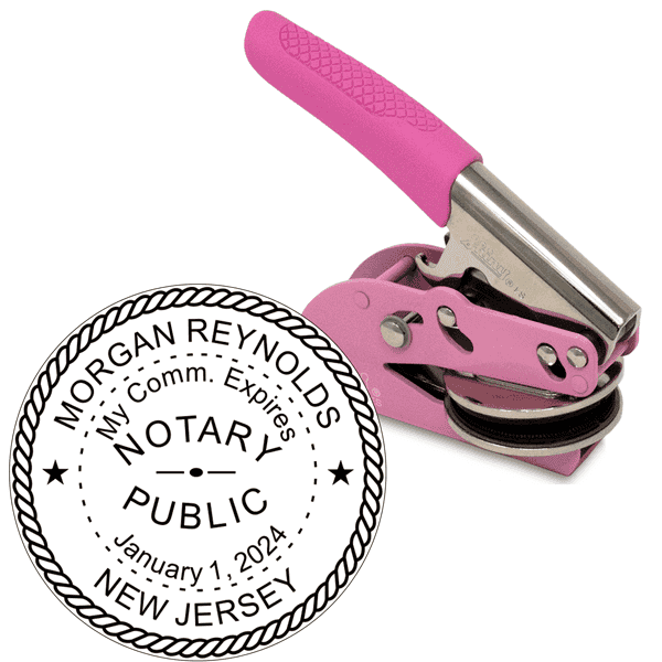New Jersey Notary Pink Seal Embosser - Round