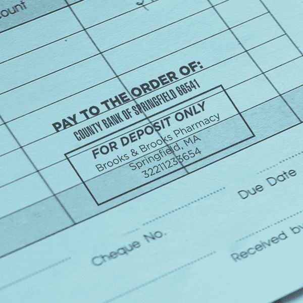 Custom Pay to the Order of With Box Financial Stamp in Use
