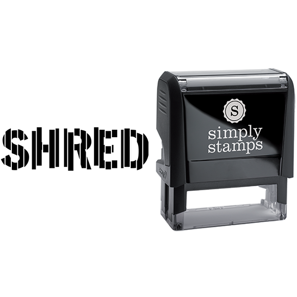 Vertical Shredded Text Shred Business Stamp
