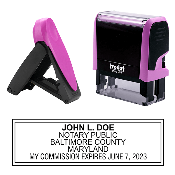 Maryland Pink Rectangle Notary Stamp