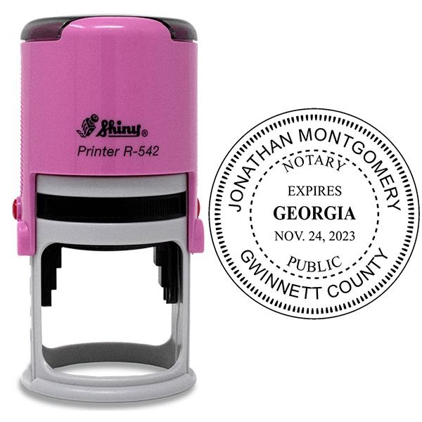 Georgia with Expiration Date Pink Round Notary Stamp