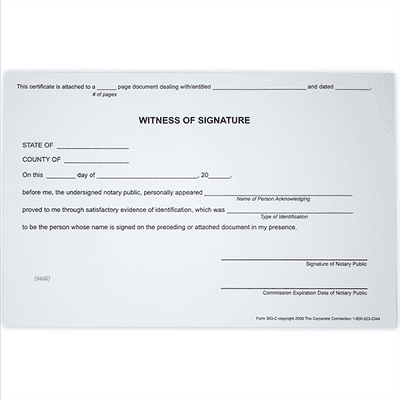 Witness Signature Notary Certificates