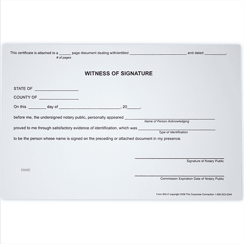 Witness Signature Notary Certificates